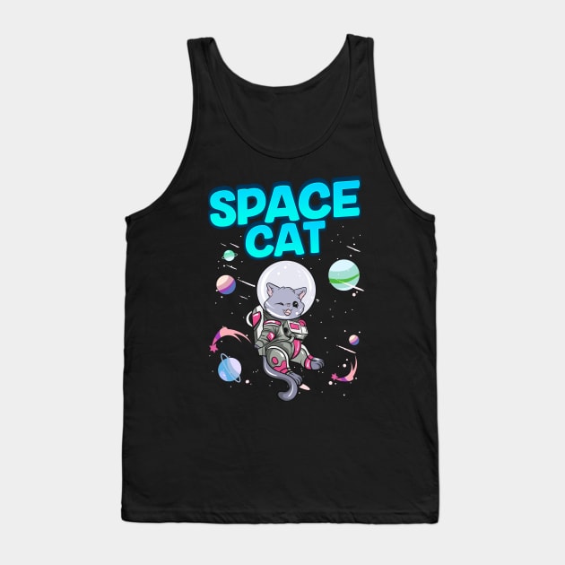 Adorable Space Cat Cute Kitty Astronaut Exploring Tank Top by theperfectpresents